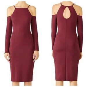 NWOT Trina Turk Lu Lu Malbec Burgundy Red Cold Shoulder Sheath Dress Sz. XS